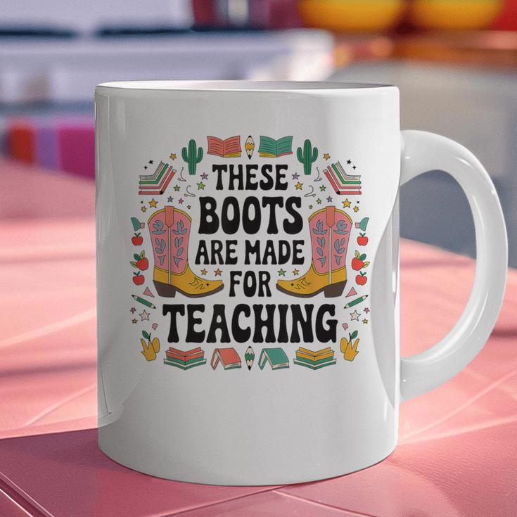 These Boots Are Made Teaching Western Cowboy Teacher Graphic Print Coffee Mug, gift for family, gift for coworker