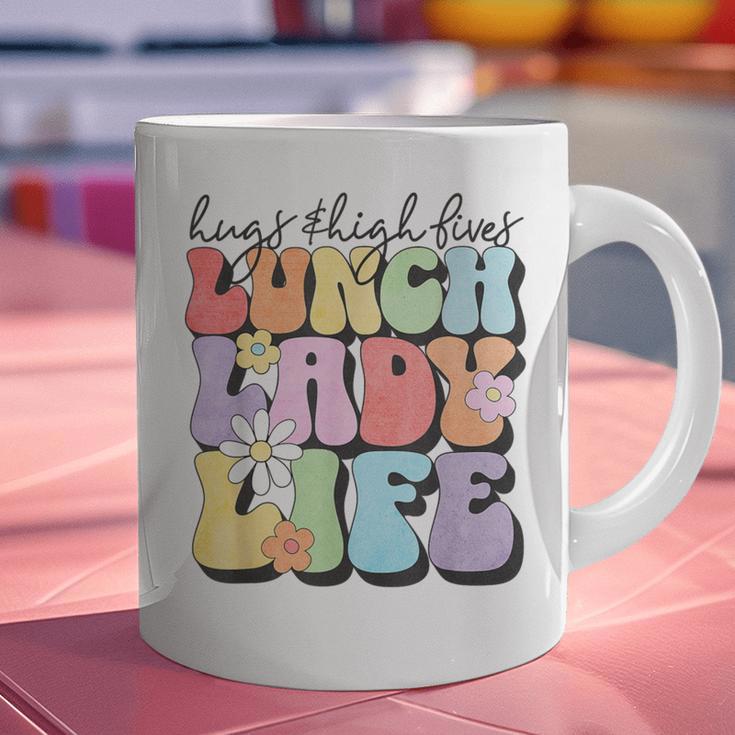 Soul Bleach Teacher Staff First Day Of School Last Hugs & High Fives Lunch Lady Vibes Blue Classic Fit Graphic Print Coffee Mug, gift for family, gift for coworker Soul Bleach Teacher Staff First Day Of School Last Hugs & High Fives Lunch Lady Vibes Blue Classic Fit Graphic Print Coffee Mug, gift for family, gift for coworker