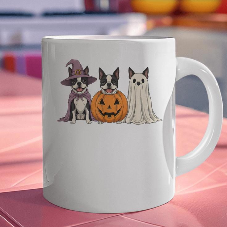 Spooky Ghost Boston Terrier Pumpkin Halloween Dog Lover Graphic Print Coffee Mug, Boston Terrier Halloween Mugs, Boston Terrier Ghost Mugs, gift for family, gift for coworker