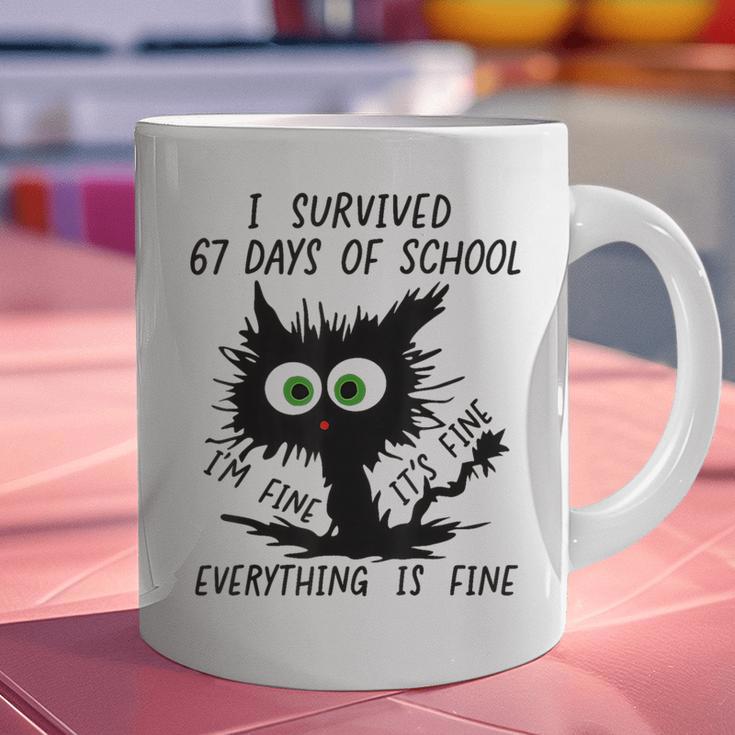 I Survived 67 Days Of School Teachers Students Humor Graphic Print Coffee Mug, gift for family, gift for coworker I Survived 67 Days Of School Teachers Students Humor Graphic Print Coffee Mug, gift for family, gift for coworker