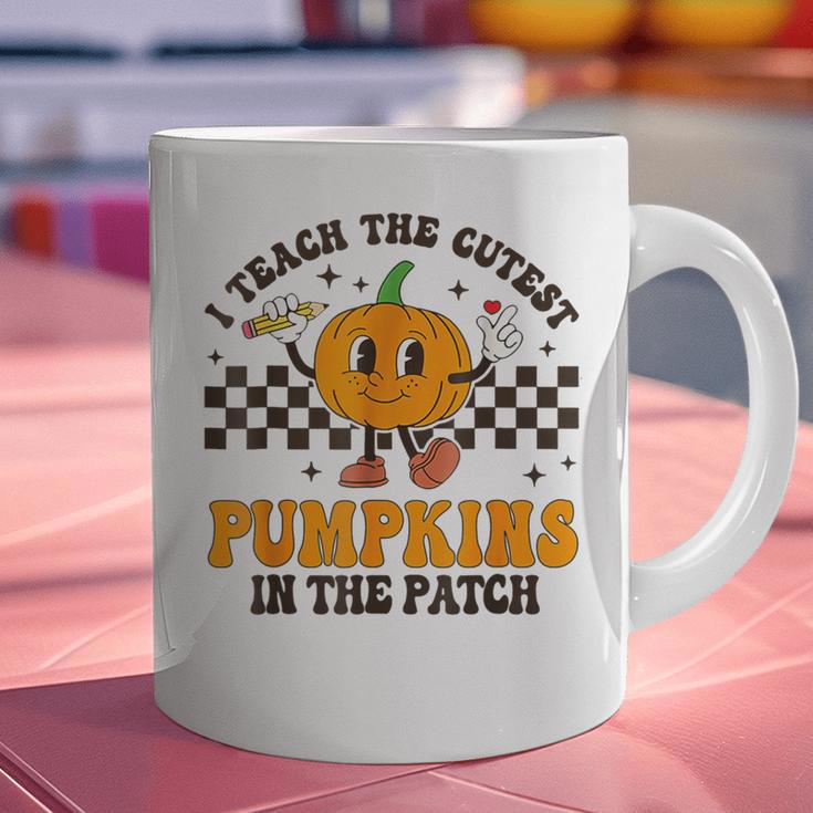 I Teach The Cutest Pumpkins In The Patch Groovy Teacher Fall Graphic Print Coffee Mug, Groovy Teacher Mugs, gift for family, gift for coworker