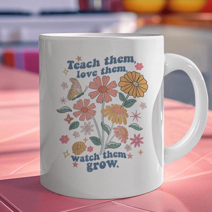 Teach Them Love Them Watch Them Grow Retro Teacher Floral Graphic Print Coffee Mug, gift for family, gift for coworker Teach Them Love Them Watch Them Grow Retro Teacher Floral Graphic Print Coffee Mug, gift for family, gift for coworker