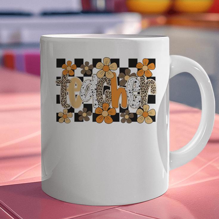 Teacher Appreciation Boho Floral Leopard Checkered Graphic Print Coffee Mug, gift for family, gift for coworker Teacher Appreciation Boho Floral Leopard Checkered Graphic Print Coffee Mug, gift for family, gift for coworker