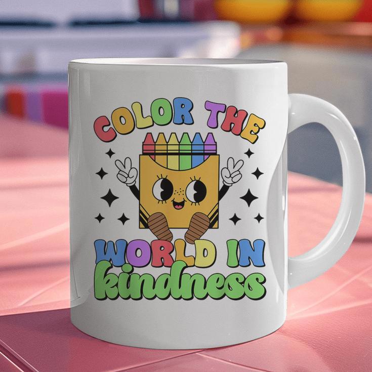 Teacher Back To School Color In Kindness Crayon Pencil Graphic Print Coffee Mug, gift for family, gift for coworker