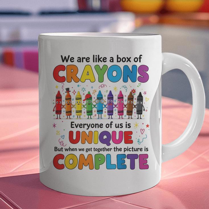 Teacher We Are Like a Box Of Crayons Back To School Graphic Print Coffee Mug, gift for family, gift for coworker