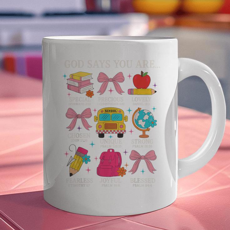 Teacher Christian God Says I Am Faith Religious Bible Verse Graphic Print Coffee Mug, gift for family, gift for coworker Teacher Christian God Says I Am Faith Religious Bible Verse Graphic Print Coffee Mug, gift for family, gift for coworker