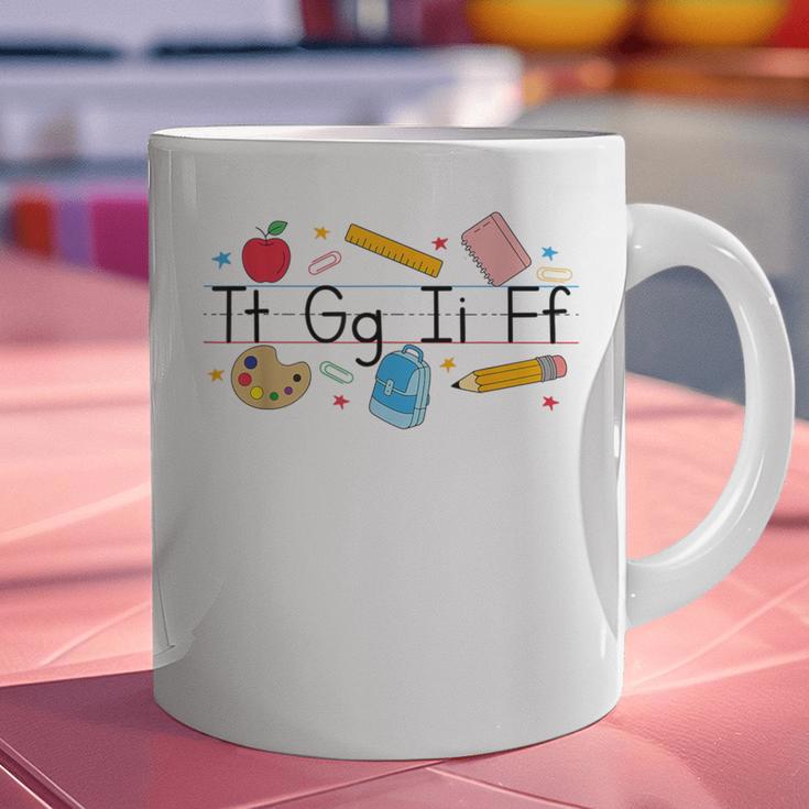 TGIF Teacher Alphabet Kindergarten Teacher Appreciation Graphic Print Coffee Mug, gift for family, gift for coworker