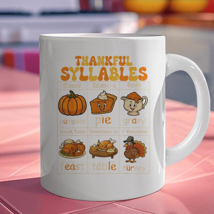 Thankful Syllables Teacher Thanksgiving Educational Kids Graphic Print Coffee Mug, gift for family, gift for coworker Thankful Syllables Teacher Thanksgiving Educational Kids Graphic Print Coffee Mug, gift for family, gift for coworker