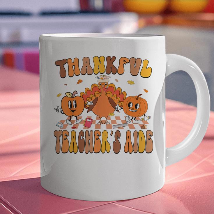 Thankful Teacher's Aide Thanksgiving Autumn Fall Women Men Graphic Print Coffee Mug, gift for family, gift for coworker