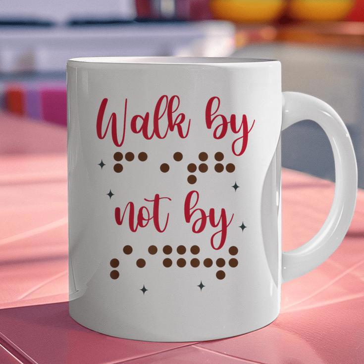 Visually Impaired Teacher Braille Bible Verse Walk By Faith Graphic Print Coffee Mug, gift for family, gift for coworker Visually Impaired Teacher Braille Bible Verse Walk By Faith Graphic Print Coffee Mug, gift for family, gift for coworker