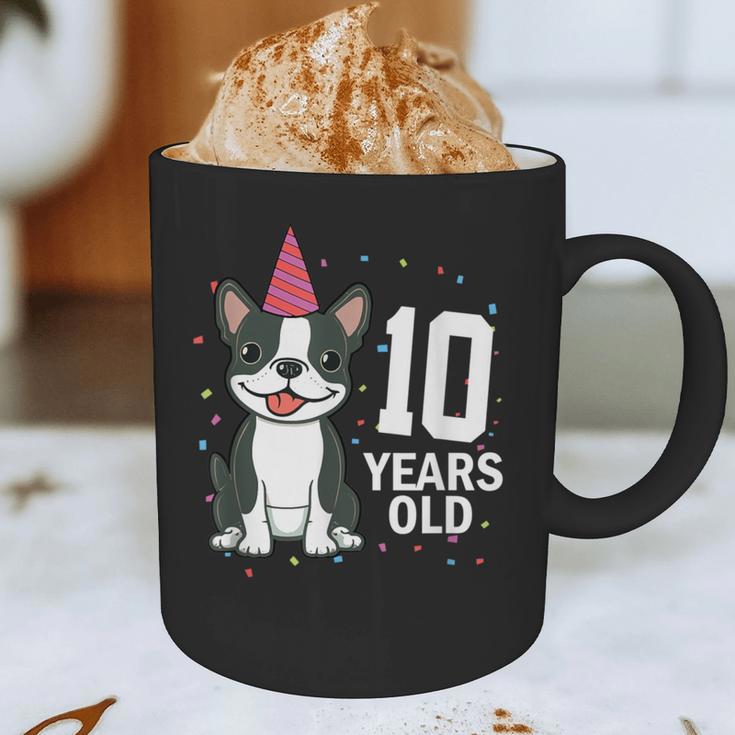 10 Years Old Birthday Boston Terrier Dog Lover 10th Party For Men Women Kids Graphic Print Coffee Mug, novelty gifts, funny gifts