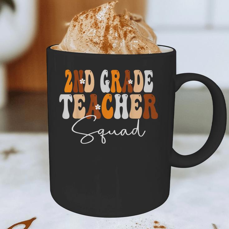 2nd Grade Teacher Squad Cute Women Groovy Fall Autumn Lovers Graphic Print Coffee Mug, novelty gifts, funny gifts