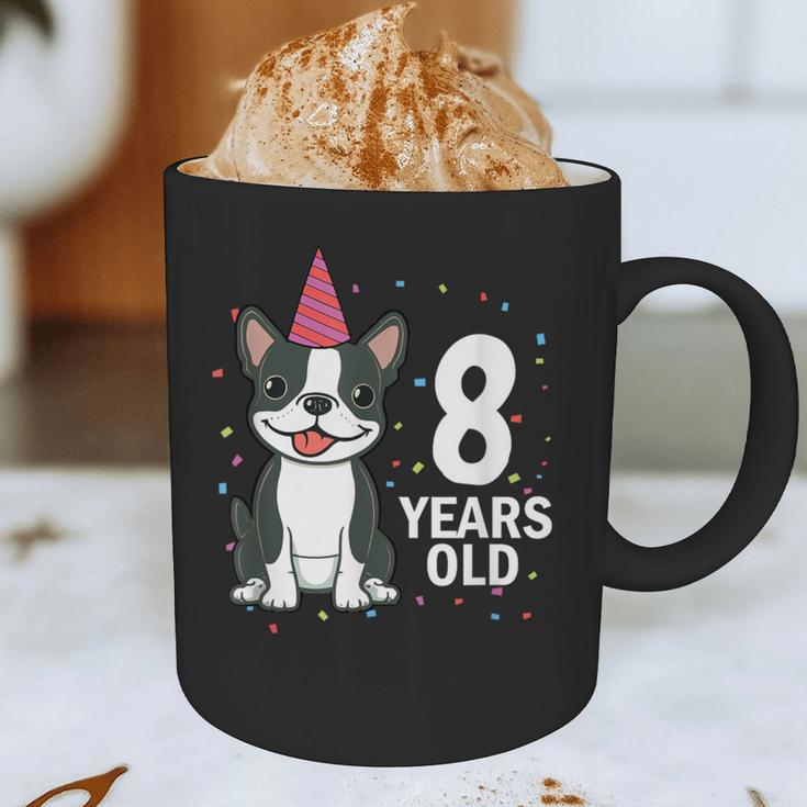 8 Years Old Birthday Boston Terrier Dog Lover 8th Party Kid Graphic Print Coffee Mug, novelty gifts, funny gifts