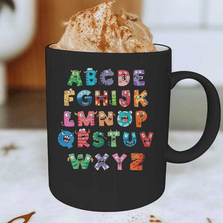 ABC Cute Monster Alphabet Halloween Teacher Costume Kids Graphic Print Coffee Mug, novelty gifts, funny gifts