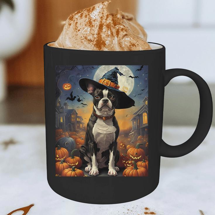 Aesthetic Halloween Boston Terrier Dog Witch Pumpkin For Men Women Kids Graphic Print Coffee Mug, novelty gifts, funny gifts
