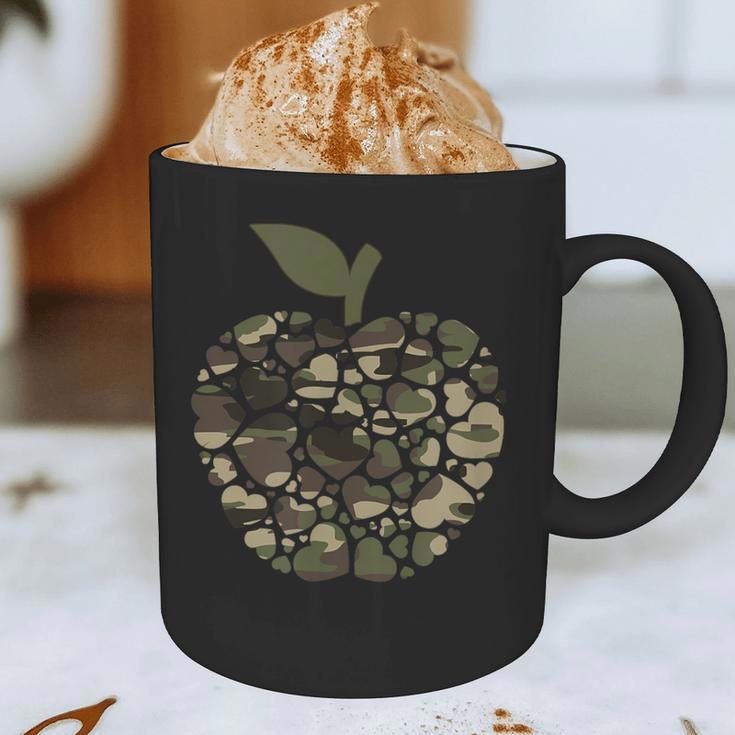 Apple Hearts Teacher Camouflage Clothing School Camo Apple For Men Women Girls Kids Graphic Print Coffee Mug, novelty gifts, funny gifts