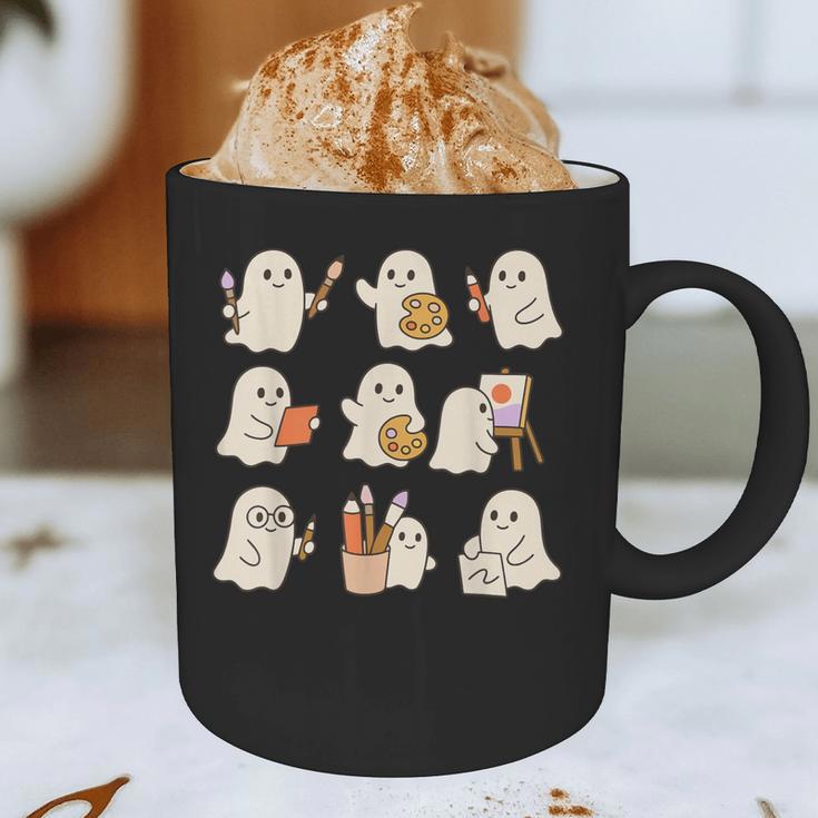 Art Teacher Ghost Halloween Artists Painter Teacher Spooky Graphic Print Coffee Mug, novelty gifts, funny gifts