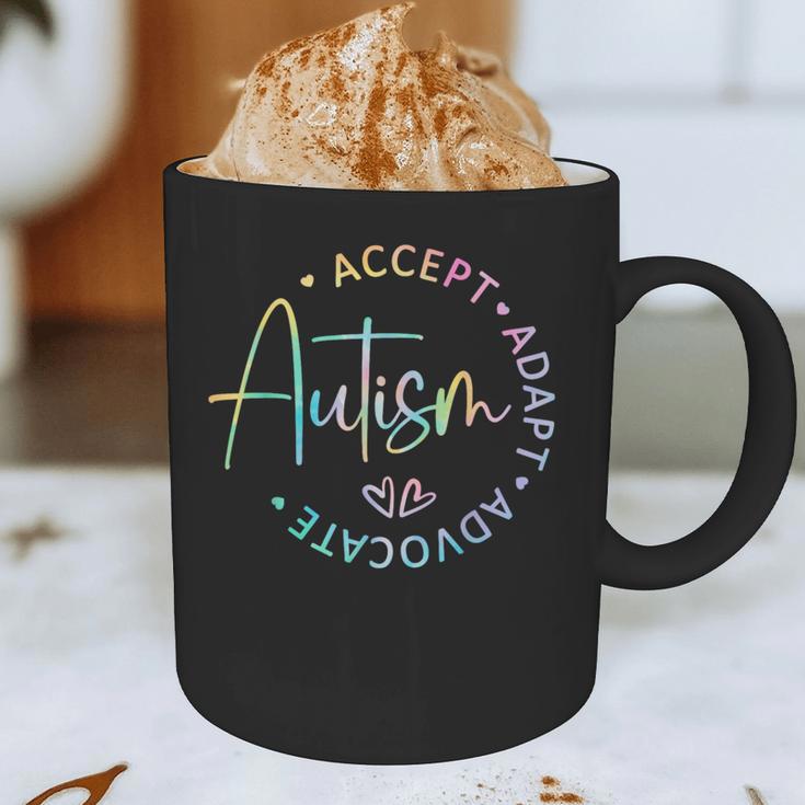 Autism Awareness Accept Adapt Advocate Autism Mom Teacher Graphic Print Coffee Mug, novelty gifts, funny gifts