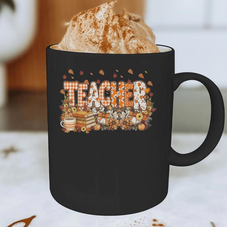 Autumn Pumpkin Thanksgiving Coffee Floral Teacher Fall Graphic Print Coffee Mug, novelty gifts, funny gifts