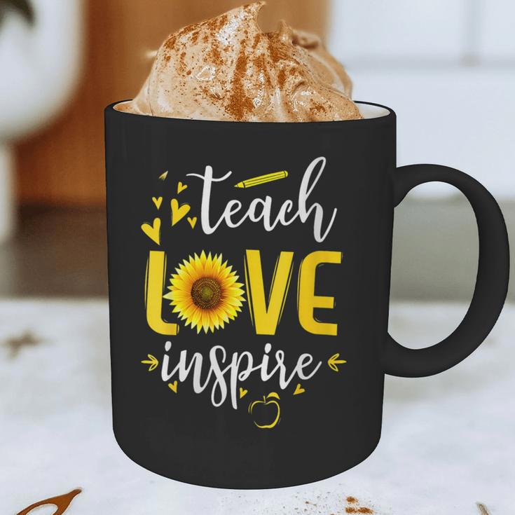 Back To School Teach Love And Inspire Teacher Sunflower Graphic Print Coffee Mug, novelty gifts, funny gifts Back To School Teach Love And Inspire Teacher Sunflower Graphic Print Coffee Mug, novelty gifts, funny gifts