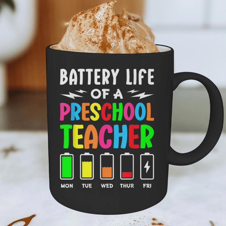 Battery Life Of a Preschool School Teacher School Week Graphic Print Coffee Mug, novelty gifts, funny gifts