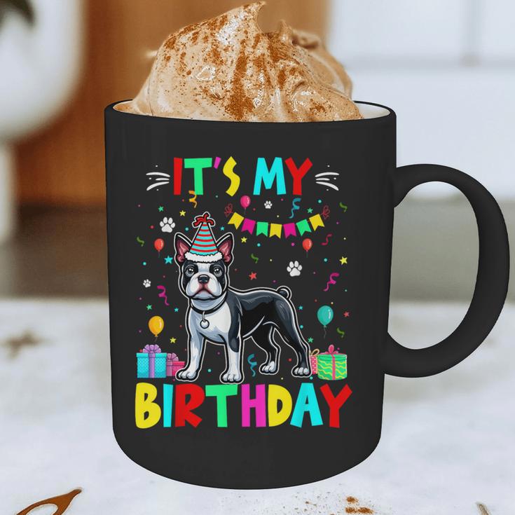 My Birthday Colorful Costume Boston Terrier Party Graphic Print Coffee Mug, novelty gifts, funny gifts
