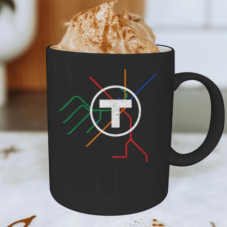 Boston T Subway Map Vintage MBTA Graphic Print Coffee Mug, novelty gifts, funny gifts