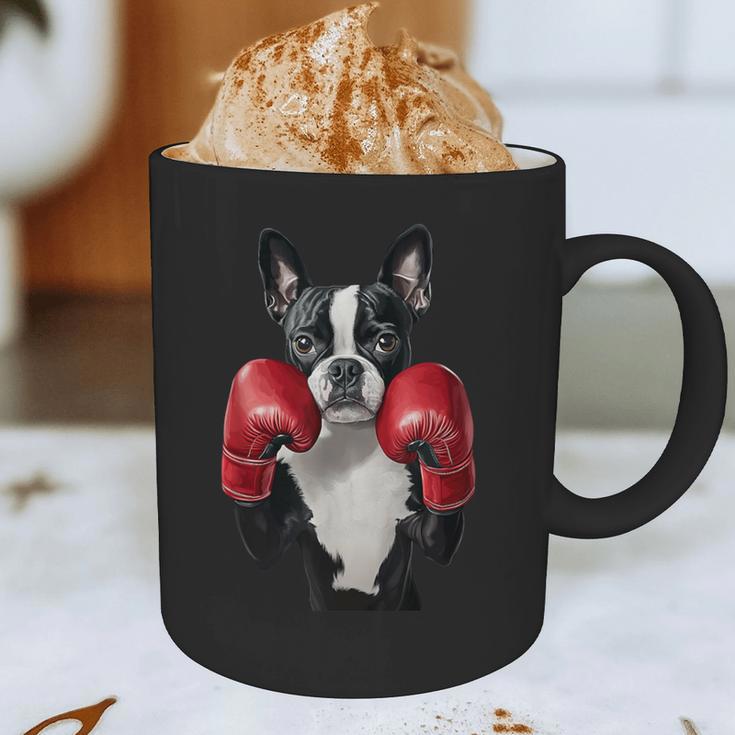 Boston Terrier Boxing Graphic Print Coffee Mug, novelty gifts, funny gifts