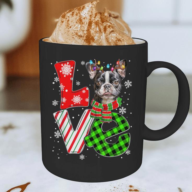 Boston Terrier Christmas Tree Lights Santa Dog Xmas For Men Women Kids Graphic Print Coffee Mug, novelty gifts, funny gifts