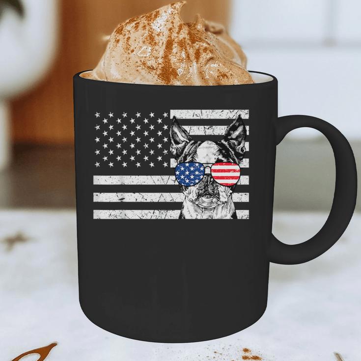 Boston Terrier Dog 4th Of July US American Flag Patriotic Graphic Print Coffee Mug, novelty gifts, funny gifts