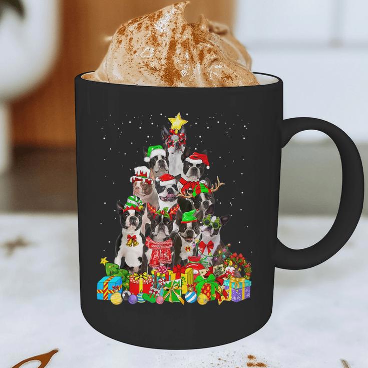Boston Terrier Dog Christmas Tree Lights Xmas Pajama For Men Women Kids Graphic Print Coffee Mug, novelty gifts, funny gifts