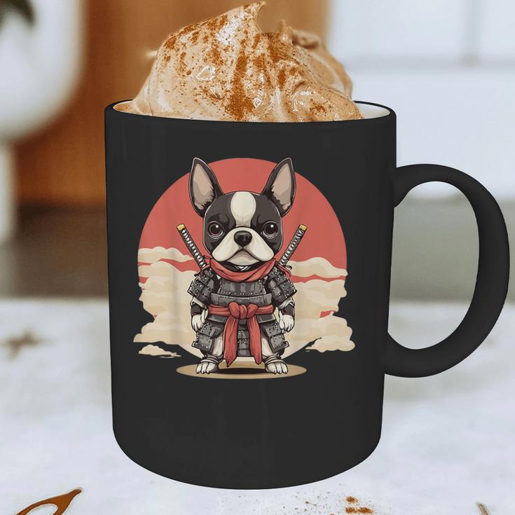 Boston Terrier Dog Japanese Style Samurai Dogs Graphic Print Coffee Mug, novelty gifts, funny gifts