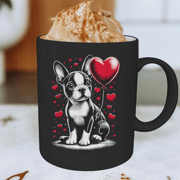 Boston Terrier Dog Valentine's Day Dog Owner Graphic Print Coffee Mug, novelty gifts, funny gifts