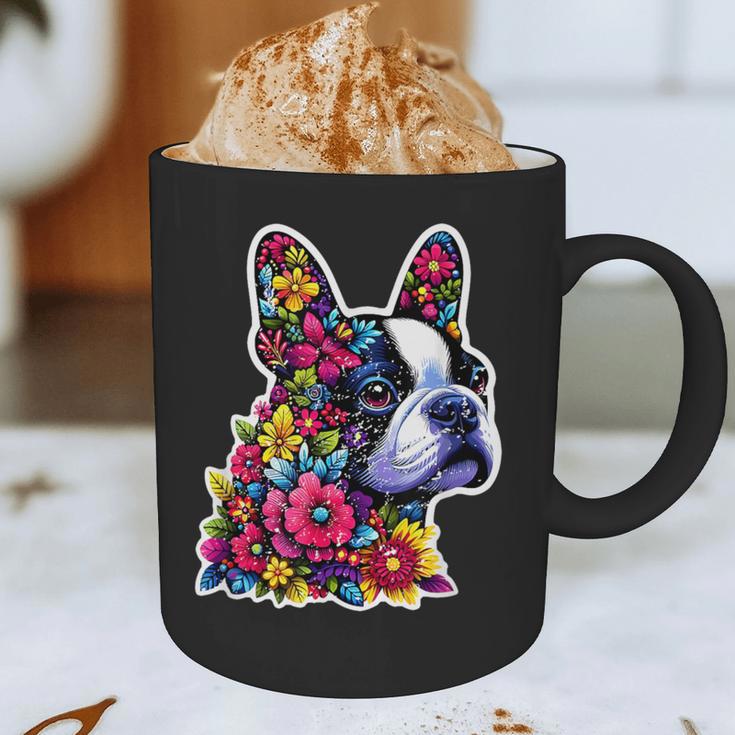 Boston Terrier Floral Vintage Dog Mom Distressed Men Women Kids Graphic Print Coffee Mug, novelty gifts, funny gifts