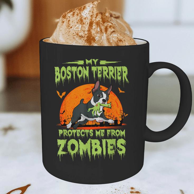 Boston Terrier Halloween Zombie American Gentleman Dog Lover Graphic Print Coffee Mug, novelty gifts, funny gifts