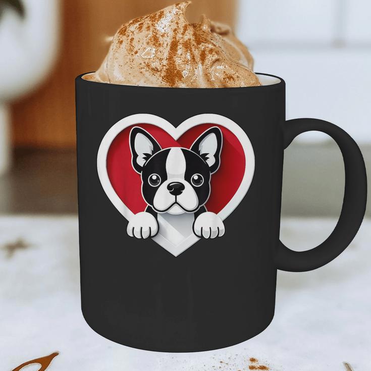 Boston Terrier Heart Cute Puppy Lover Or Dog Owner Graphic Print Coffee Mug, novelty gifts, funny gifts