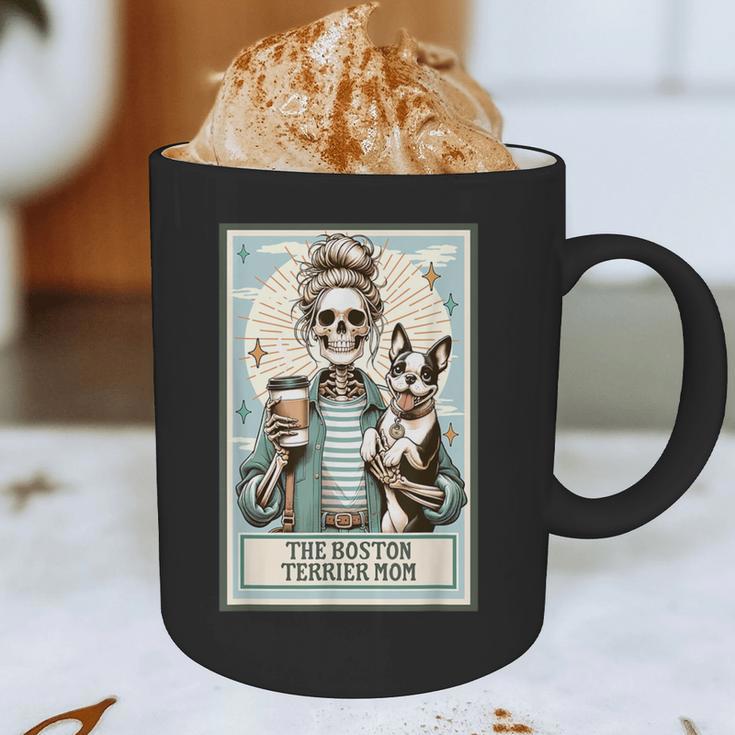 The Boston Terrier Mom Skeleton Spooky Season Halloween Graphic Print Coffee Mug, novelty gifts, funny gifts