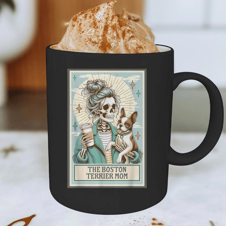 Boston Terrier Mom Skeleton Tarot Card Witch Vibes Dog Mom Graphic Print Coffee Mug, novelty gifts, funny gifts