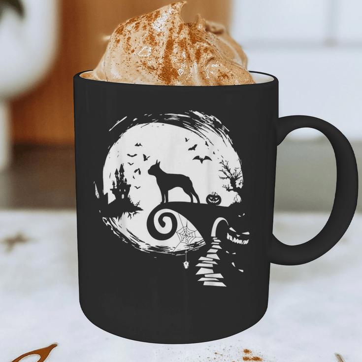 Boston Terrier And Moon Halloween Costume Dog Lover Graphic Print Coffee Mug, novelty gifts, funny gifts