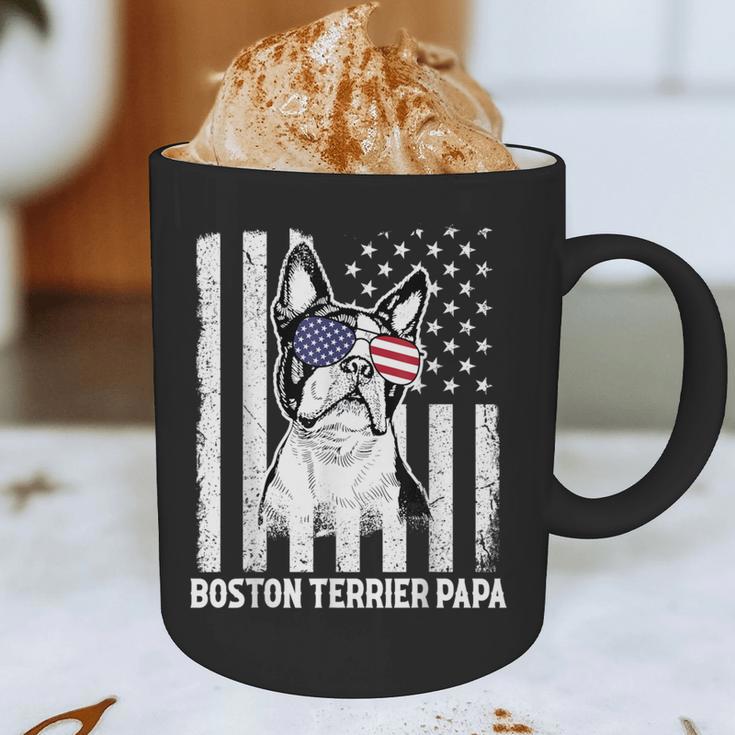 Boston Terrier Papa Cool Dog Lover USA American Flag Men Women Graphic Print Coffee Mug, novelty gifts, funny gifts