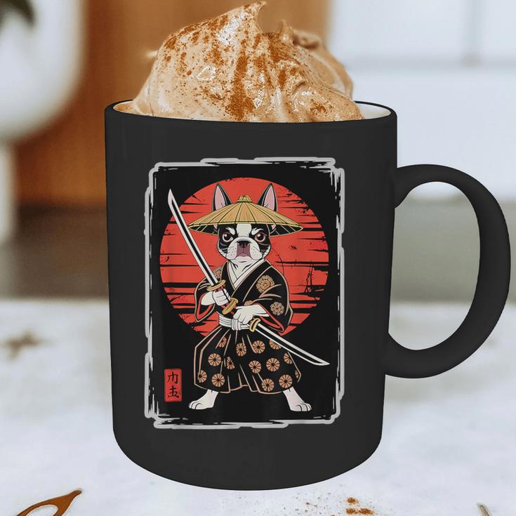 Boston Terrier Samurai Ninja Vintage Anime Japanese Ukiyo-e Graphic Print Coffee Mug, novelty gifts, funny gifts