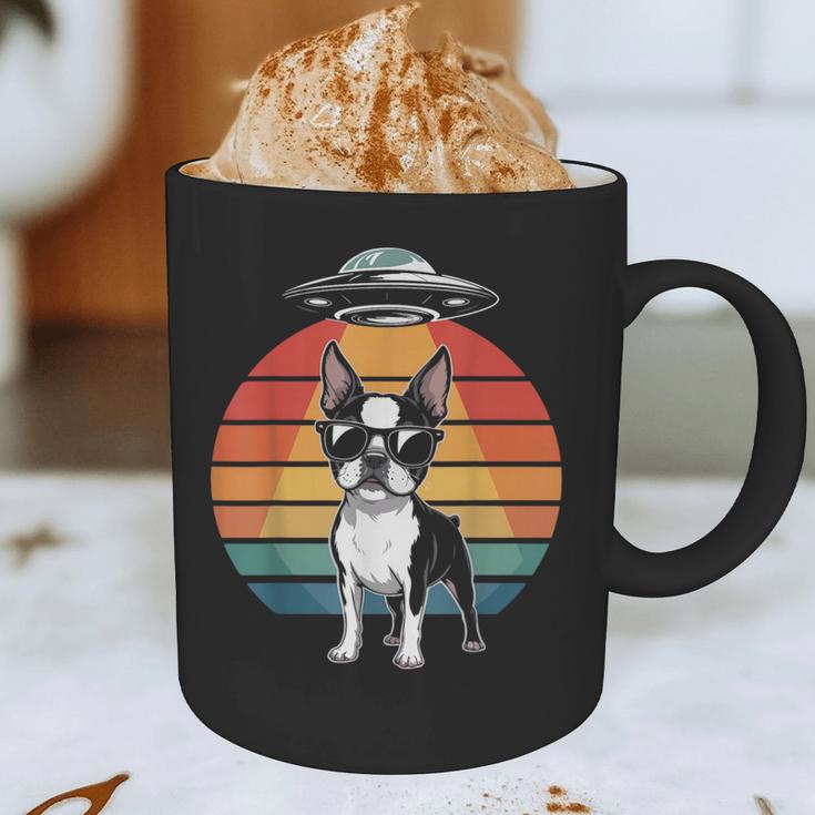 Boston Terrier UFO Alien Boston Terrier Dog Mom Dad Graphic Print Coffee Mug, novelty gifts, funny gifts