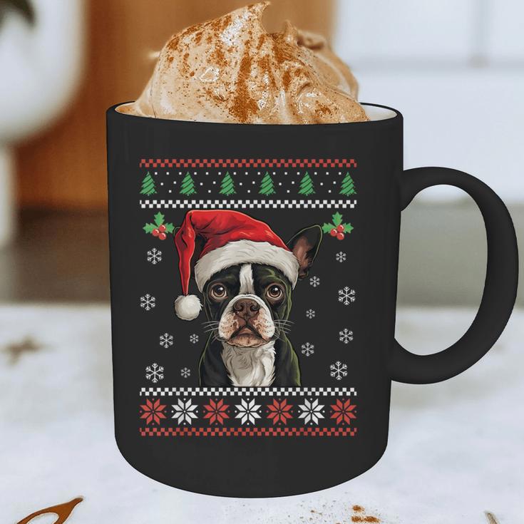 Boston Terrier Ugly Christmas Sweater Xmas For Adults Kids Graphic Print Coffee Mug, novelty gifts, funny gifts