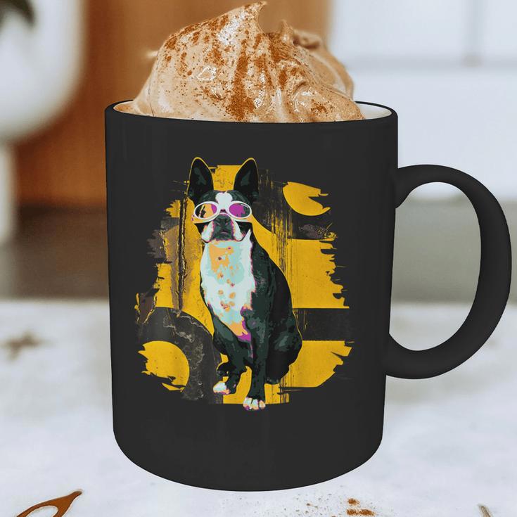 Boston Terrier s Mid-Century Modern Art s Street Grunge Graphic Print Coffee Mug, novelty gifts, funny gifts