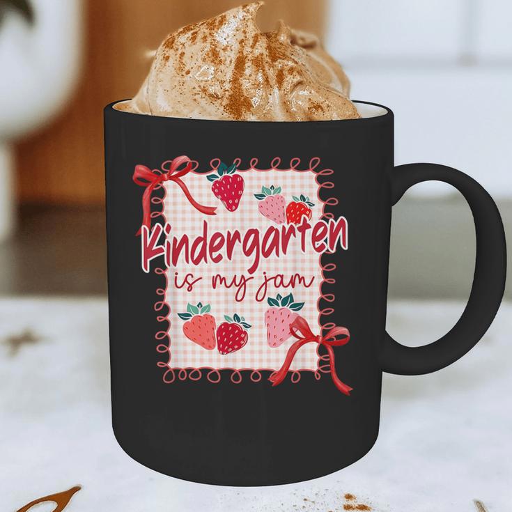 Bow Strawberry Kindergarten Is My Jam Teacher Kinder Team Graphic Print Coffee Mug, novelty gifts, funny gifts Bow Strawberry Kindergarten Is My Jam Teacher Kinder Team Graphic Print Coffee Mug, novelty gifts, funny gifts