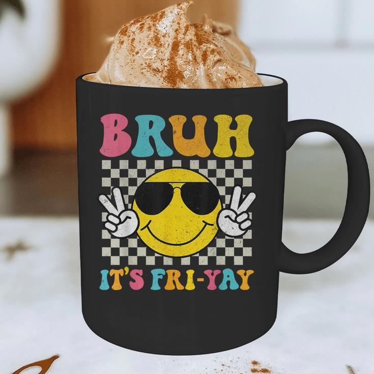 Bruh It's Fri-Yay Friday Weekend Smile Face Teacher Student Graphic Print Coffee Mug, novelty gifts, funny gifts