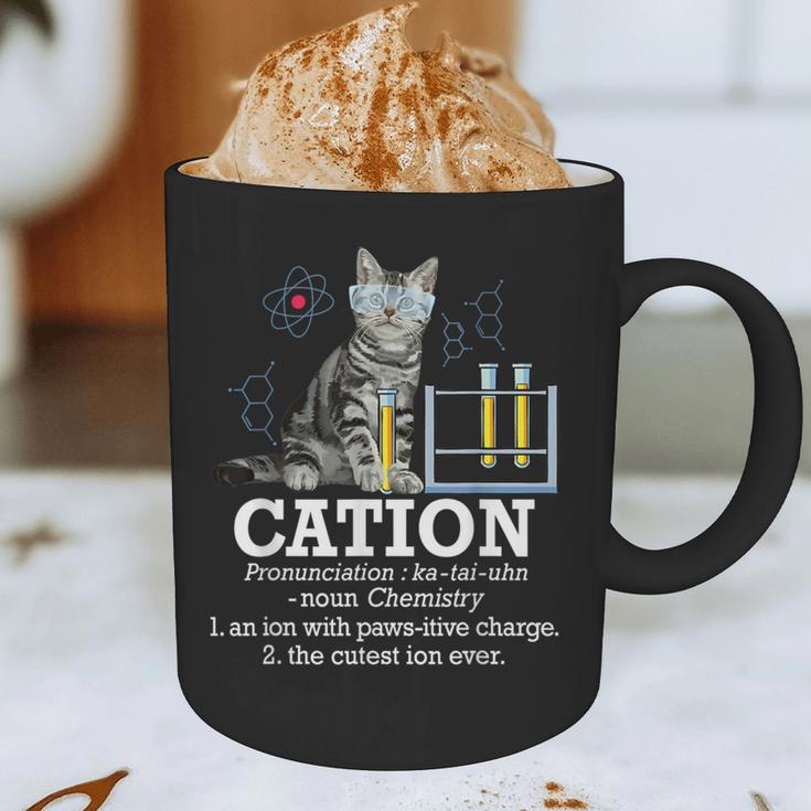 Cation Chemistry Humor Science Teacher Cat Pun Graphic Print Coffee Mug, novelty gifts, funny gifts