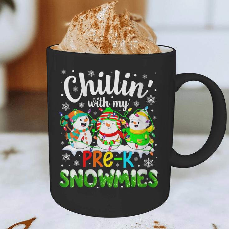 Chillin With My Pre-K Snowmies Christmas Teacher Xmas Graphic Print Coffee Mug, novelty gifts, funny gifts