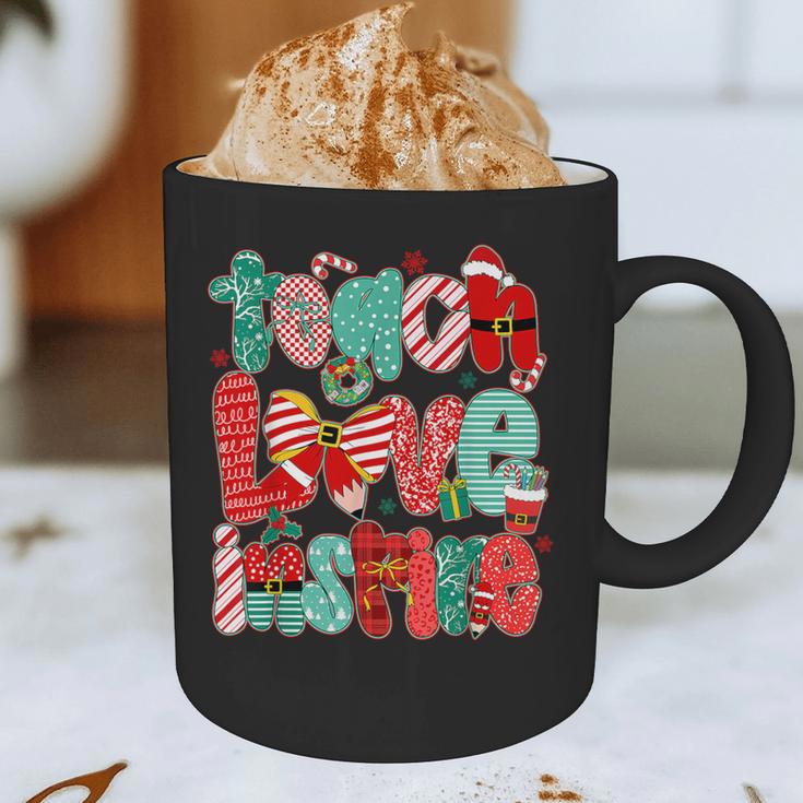 Christmas Coquette Bow Teacher Teach Love Inspire Graphic Print Coffee Mug, novelty gifts, funny gifts