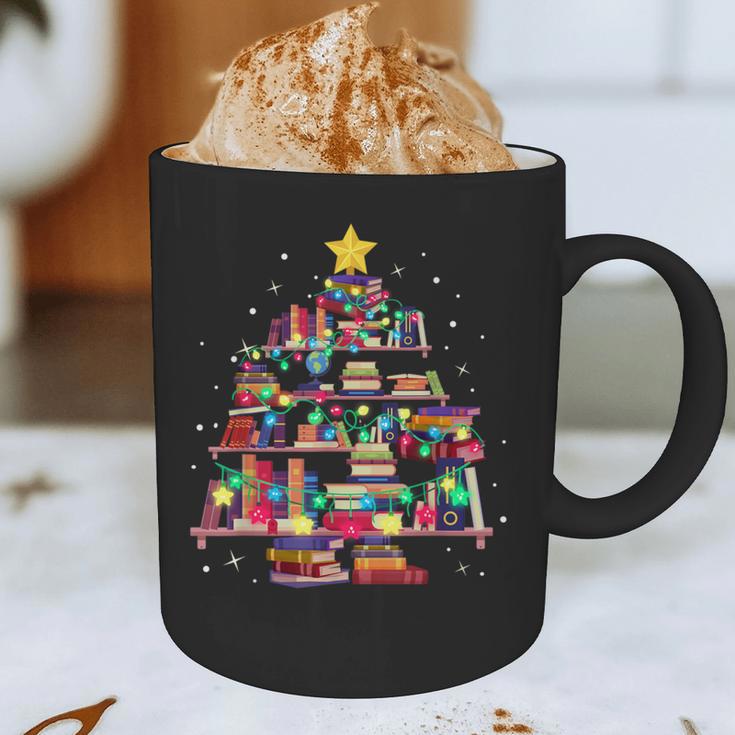 Christmas Library Tree Love Reading Books Nerd Teacher Graphic Print Coffee Mug, novelty gifts, funny gifts